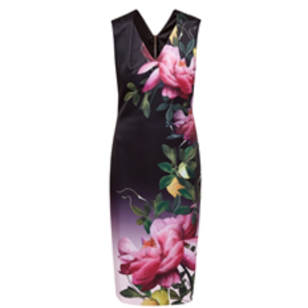🆕 TED BAKER - Citrus Bloom Pleat Midi Dress 🌺
